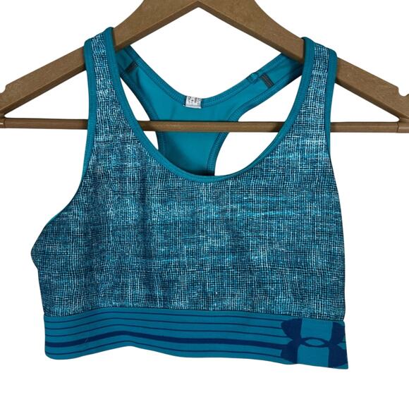 Under Armour Sports Bra Womens XS Blue Racerback Stretch Athleisure Clean Girl - Picture 2 of 4
